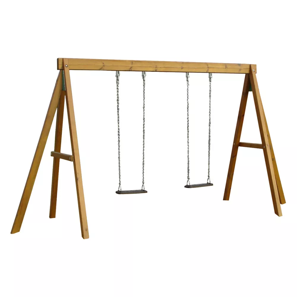 Balançoire tout bois avec 2 balançoires