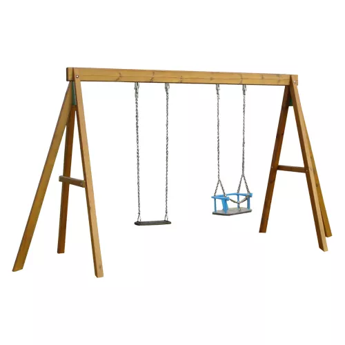 Balançoire tout bois avec 1 balançoire et 1 nacelle