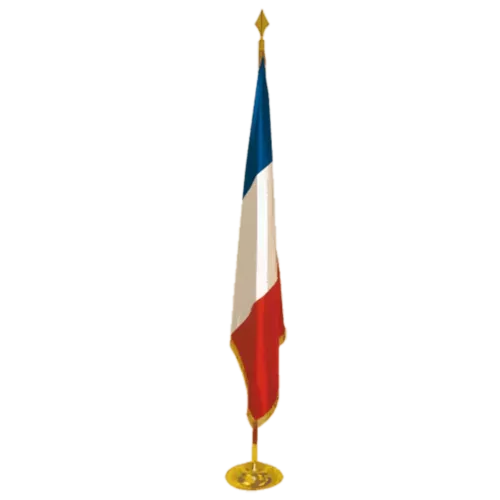 Drapeau France prestige satin double épaisseur galon or
