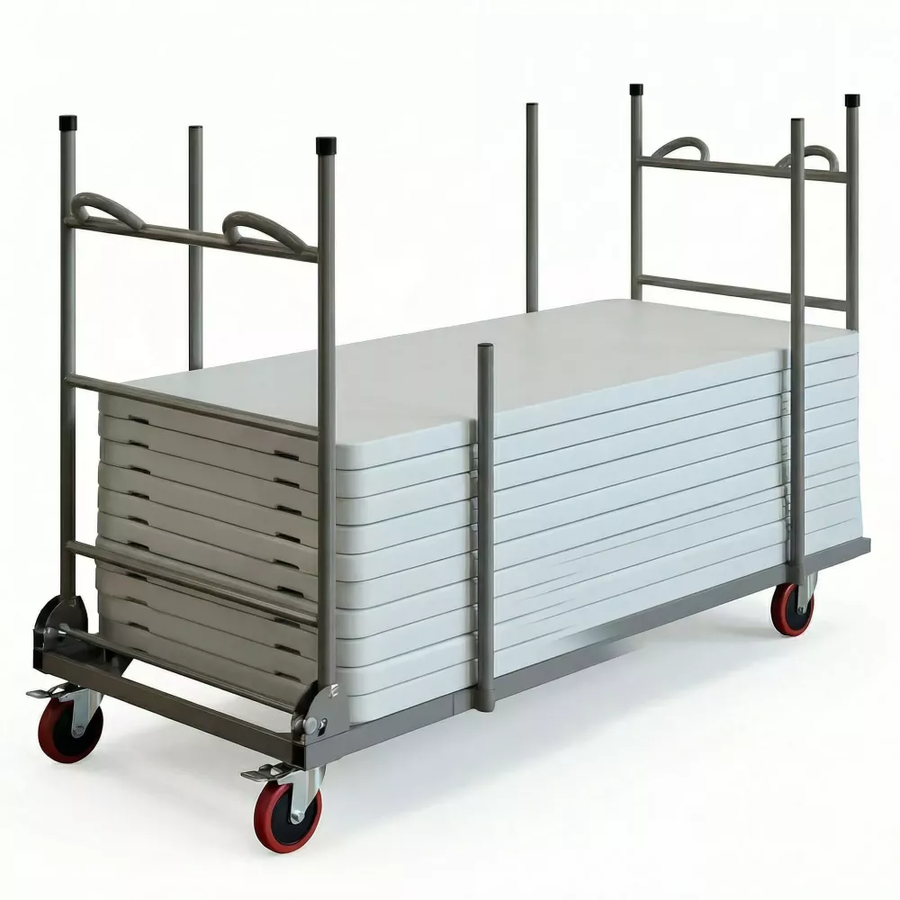 Lot de 10 tables + 1 chariot de stockage