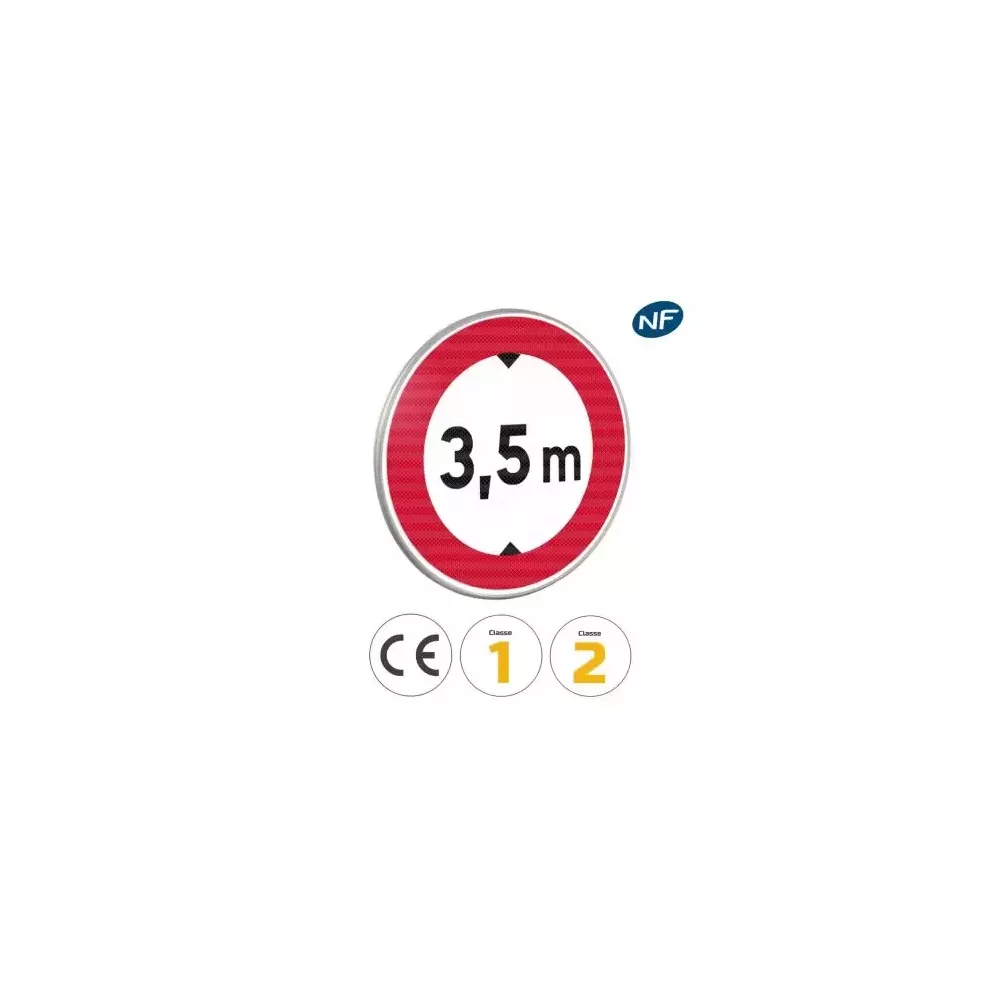 Panneau B12 - Limitation de hauteur livré avec brides de fixation pour poteau de 80 x 40 mm