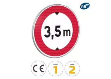 Panneau B12 - Limitation de hauteur livré avec brides de fixation pour poteau de 80 x 40 mm