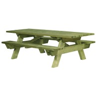 Table pique-nique BERLIN adapté PMR en pin du Nord classe IV. Lames épaisseur 45 mm